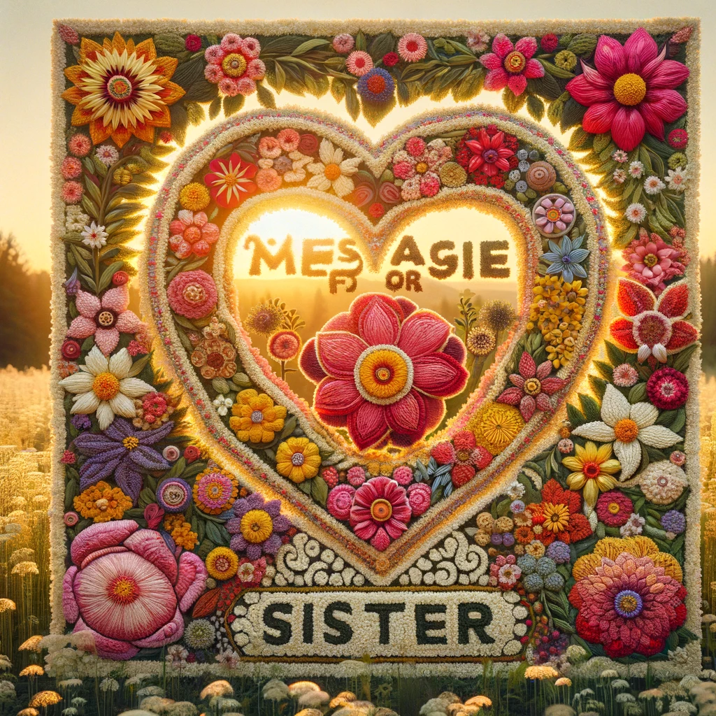 A beautiful tribute titled 'Message for Sister' made entirely of flowers.